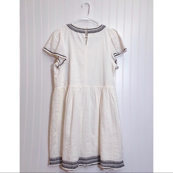 Loft Embroidered Flutter Sleeve Dress In Ivory NWT - Picture 3 of 11